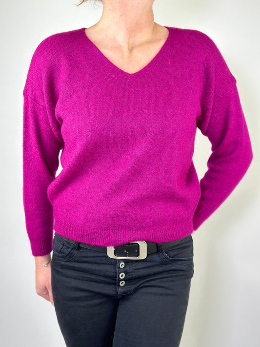 Strick Pullover mit V-Kragen